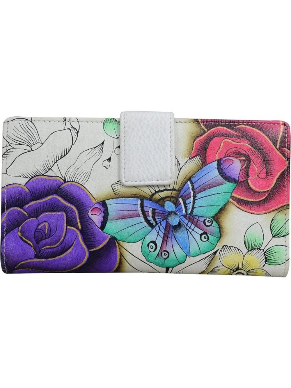 Hand-Painted Genuine Leather Two-Fold Organizer Wallet for Women - Stylish